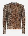 DOLCE & GABBANA LEOPARD-PRINT ROUND-NECK WOOL SWEATER