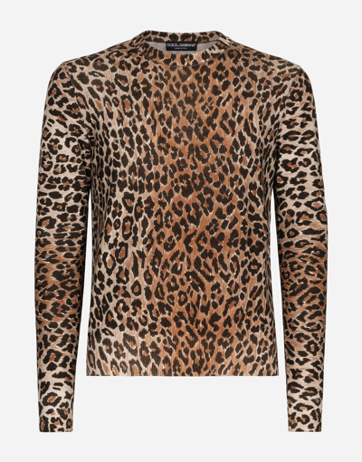 Dolce & Gabbana Leopard-print Wool Jumper In Animal Print