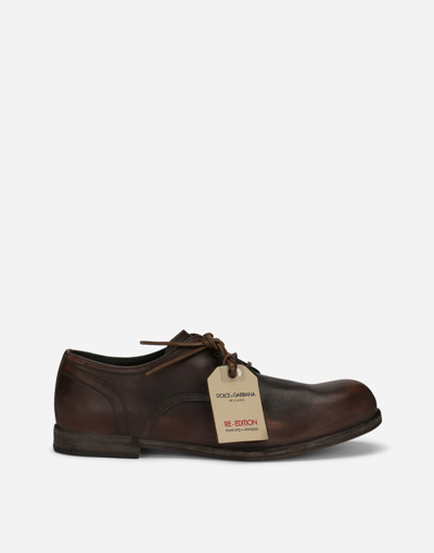 Dolce & Gabbana Leather Derby Shoes In Brown