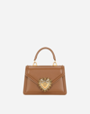 Dolce & Gabbana Small Devotion Crossbody Bag In Calf Leather In Beige
