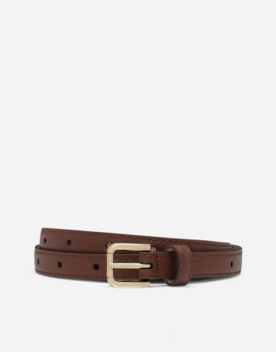 Dolce & Gabbana Belt With Logo Tag In Brown
