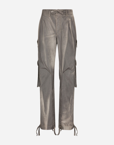 Dolce & Gabbana Cotton Canvas Jogging Cargo Trousers Garment Dyed In Multicolor