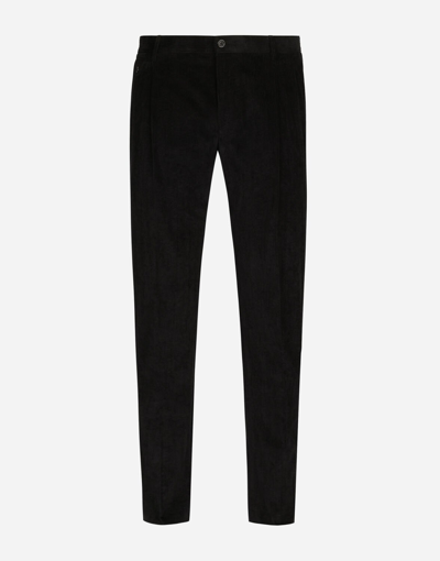 Dolce & Gabbana Stretch Corduroy Pants In Black