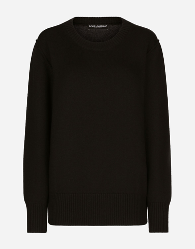 Dolce & Gabbana Wool Round-neck Sweater In Black