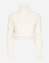 DOLCE & GABBANA WOOL FISHERMAN’S RIB TURTLE-NECK SWEATER WITH DG LOGO