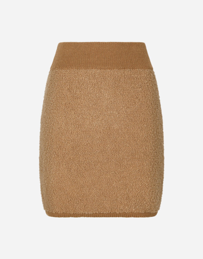 Dolce & Gabbana Short Cashmere And Alpaca Wool Skirt In Multicolor