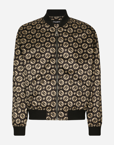 DOLCE & GABBANA NYLON JACKET WITH ALL-OVER DG LOGO PRINT