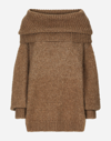 DOLCE & GABBANA OVERSIZE LLAMA WOOL SWEATER WITH SHAWL NECK