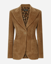 Dolce & Gabbana Single-breasted Corduroy Blazer In Beige