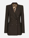 Dolce & Gabbana Double-breasted Pinstripe Wool Turlington Jacket In Multicolor