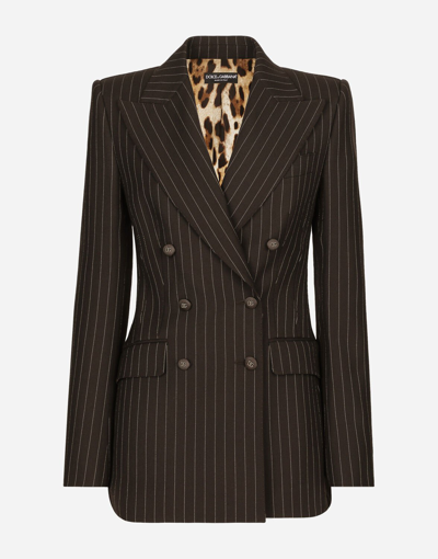 Dolce & Gabbana Pinstripe Wool Jacket In Multicolor