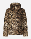 Dolce & Gabbana Leopard Print Stand Collar Puffer Jacket In Animal Print
