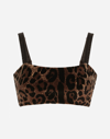 DOLCE & GABBANA CHENILLE CROP TOP WITH JACQUARD LEOPARD DESIGN