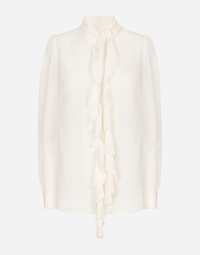 Dolce & Gabbana Georgette Blouse With Ruches In White