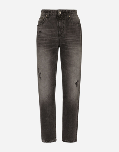 Dolce & Gabbana Boyfriend Jeans In Dark Blue Denim In Black  