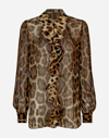 DOLCE & GABBANA LEOPARD-PRINT CHIFFON SHIRT WITH RUCHES