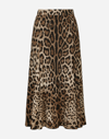 Dolce & Gabbana Leopard Print Stretch Cady A-line Skirt In Animal Print