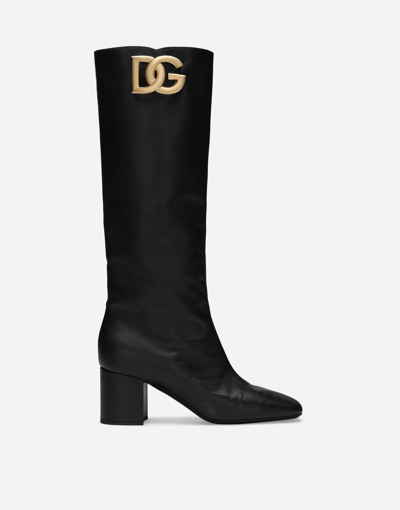 Dolce & Gabbana Nappa Leather Boots In Black