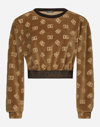 DOLCE & GABBANA SHORT CHENILLE SWEATSHIRT WITH JACQUARD DG LOGO