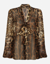 DOLCE & GABBANA LEOPARD-PRINT CHIFFON PUSSY-BOW SHIRT