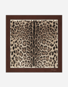 Dolce & Gabbana Leopard Print Silk Twill Scarf In Brown