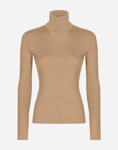 Dolce & Gabbana Cashmere Turtle-neck Jumper In Beige