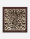 Dolce & Gabbana Silk Leopard Print Scarf In Brown