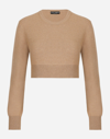 DOLCE & GABBANA CROPPED WOOL AND CASHMERE ROUND-NECK SWEATER