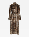 DOLCE & GABBANA LEOPARD-PRINT COATED SATEEN TRENCH COAT