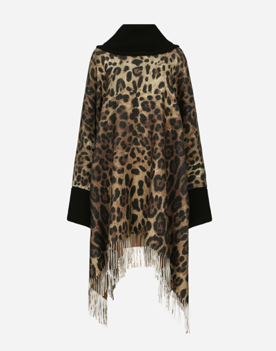 DOLCE & GABBANA CASHMERE AND WOOL PONCHO WITH FRINGING