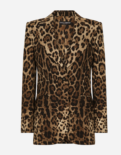 DOLCE & GABBANA LEOPARD-PRINT WOOL TURLINGTON JACKET