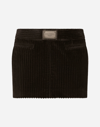 Dolce & Gabbana Ribbed Velvet Mini Skirt In Brown