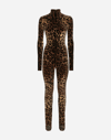 DOLCE & GABBANA CHENILLE JUMPSUIT WITH JACQUARD LEOPARD DESIGN