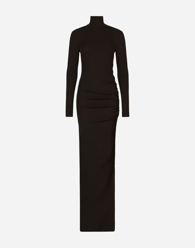 DOLCE & GABBANA LONG JERSEY MILANO RIB DRESS