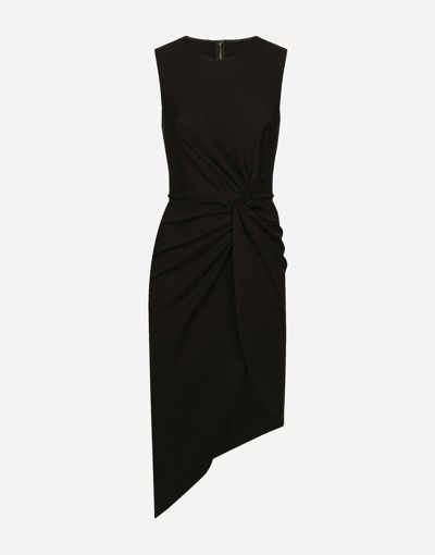 Dolce & Gabbana Calf-length Dress In Jersey Milano Rib With Draping In Black