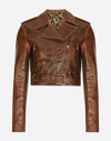 DOLCE & GABBANA COATED COTTON FAUX LEATHER BIKER JACKET