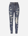 Dolce & Gabbana Distressed Boyfriend Jeans In Multicolor