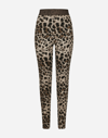 DOLCE & GABBANA JERSEY LEGGINGS WITH JACQUARD LEOPARD DESIGN