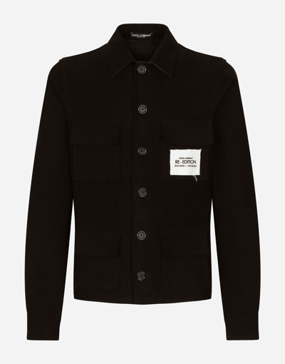 Dolce & Gabbana Sporty Stretch Fustian Shirt With Multiple Pockets In Black