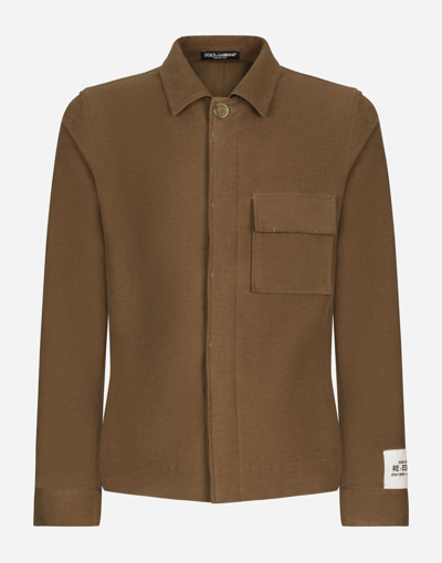 Dolce & Gabbana Sporty Stretch Fustian Shirt In Brown_grey_6