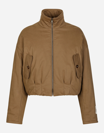 Dolce & Gabbana Logo-patch Padded Jacket In Brown_grey_6