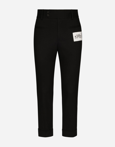 Dolce & Gabbana Stretch Drill Pants With Re-edition Label In Black