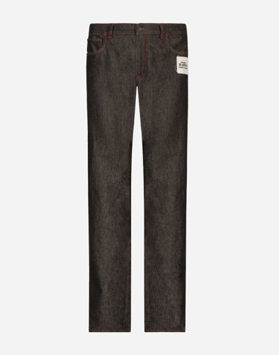 DOLCE & GABBANA DOUBLE-FACE DENIM AND FLANNEL PANTS