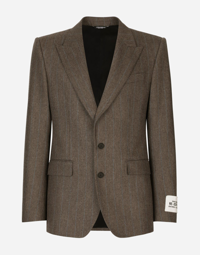 Dolce & Gabbana Single-breasted Pinstripe Stretch Flannel Jacket In Multicolor
