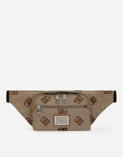 Dolce & Gabbana Monogram Jacquard Belt Bag In Brown