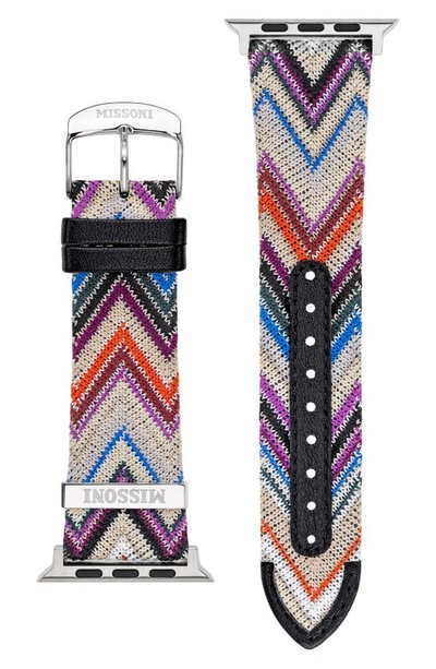 Missoni Multicolor Authentic Zigzag 24mm Textile Apple Watch® Watchband In Beige Multi