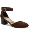 Style & Co Alinaa  Womens Microsuede Round Toe Ankle Strap In Mocha
