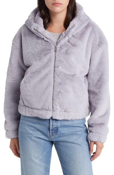 Ugg Mandy Faux Fur Hooded Jacket In Cloudy Grey