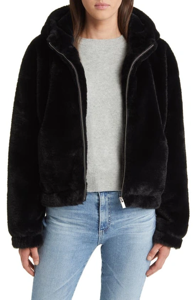 Ugg Mandy Faux Fur Hooded Jacket In Black