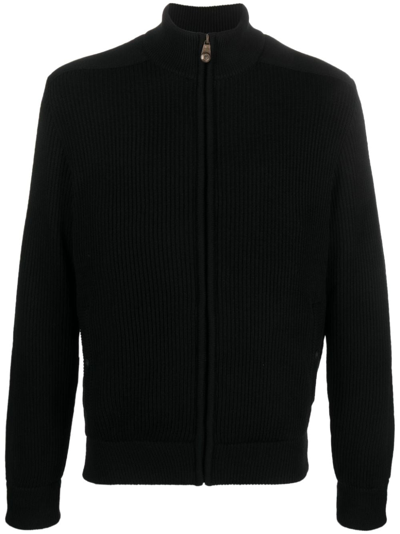 Paul & Shark Zip-fastening Wool Cardigan In Black